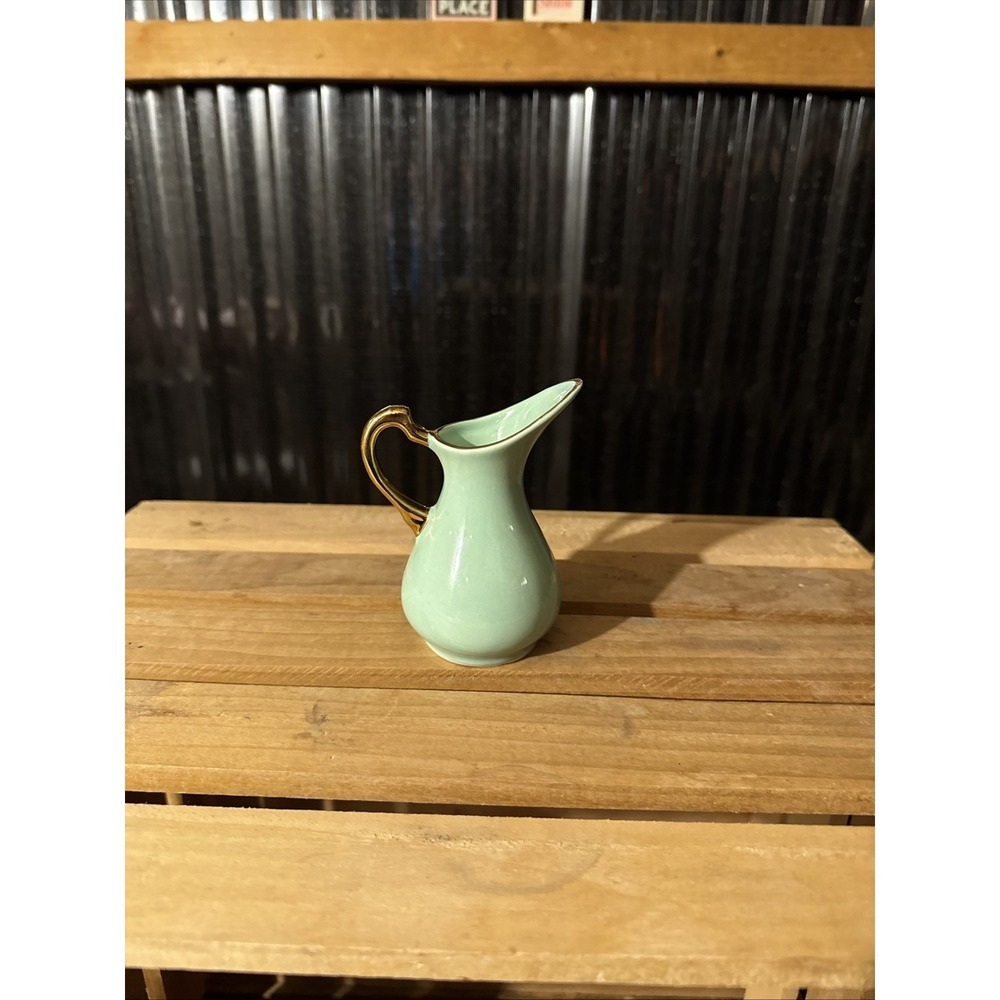 VINTAGE 22KT GOLD TRIM - TEAL CREAMER / PITCHER